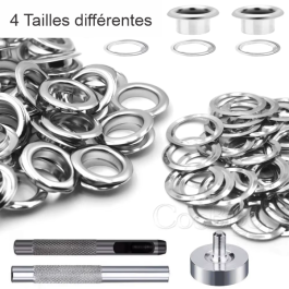 Œillet sur bâche – Kit de 100 unités [10 à 17mm]